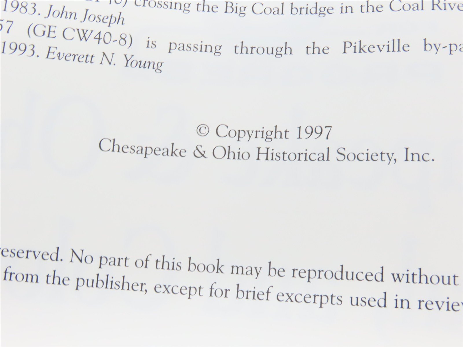 Chesapeake & Ohio, Coal, & Color by Huddleston, Joseph, & Young Â©1997 HC Book