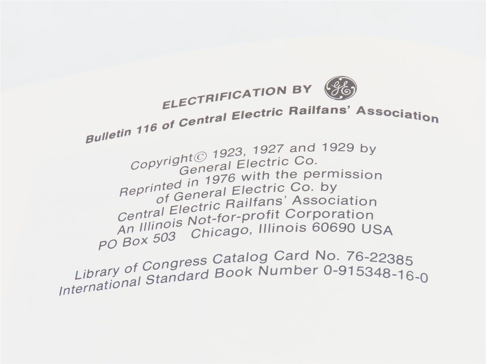 Electrification by GE - CERA Bulletin 116 Â©1976 HC Book