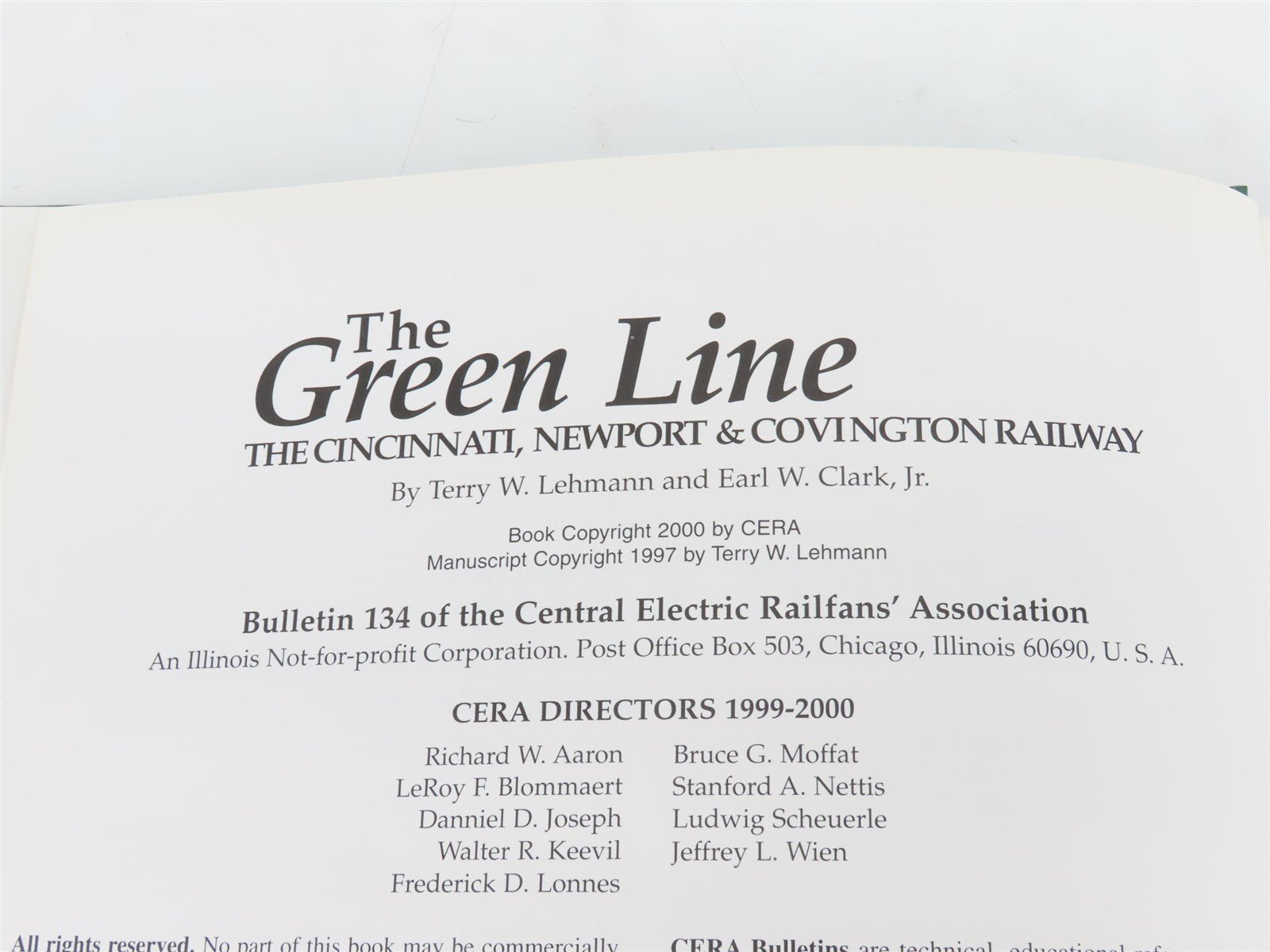 The Green Line by Lehmann & Clark Â©2000 HC Book