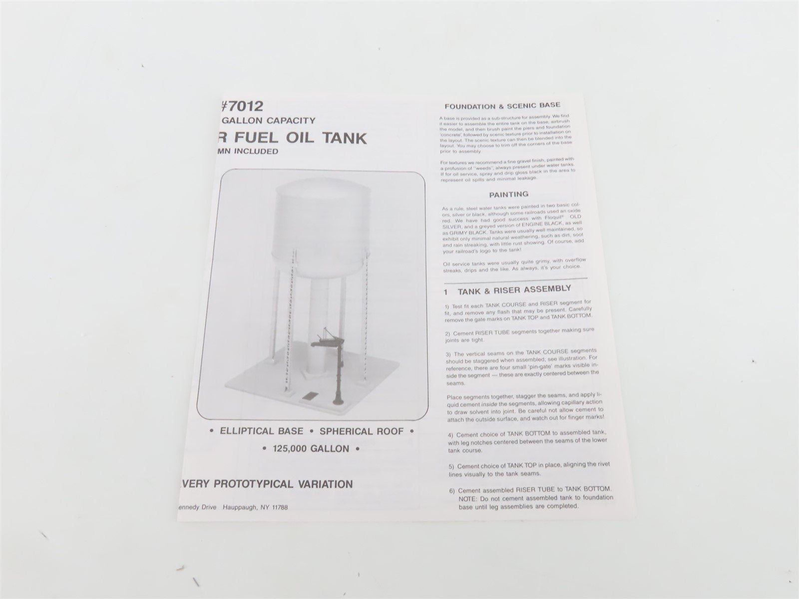 HO 1/87 Scale Tichy 7012 Standard Steel 100k Gal Water Tank Building Kit