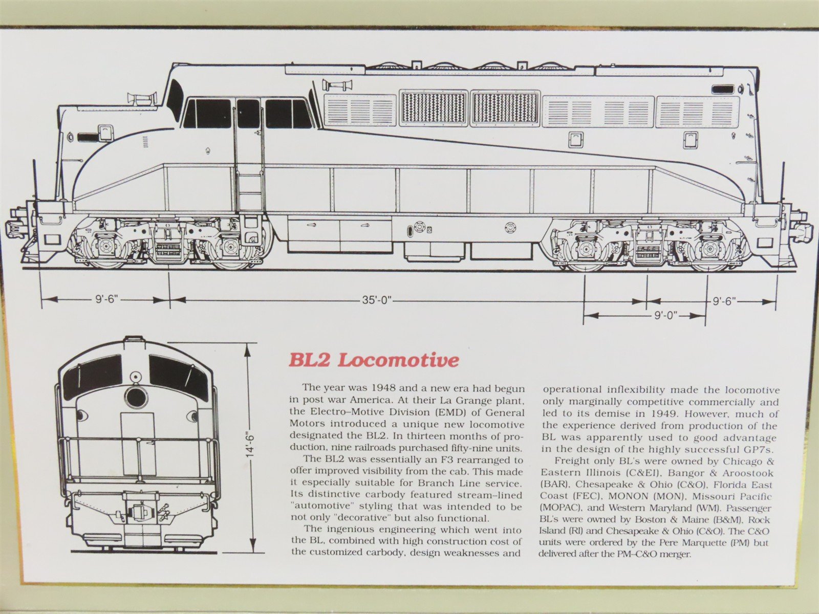 HO Proto 2000 8692 C&O Chesapeake & Ohio EMD BL2 Diesel #1845 - BAD GEARS