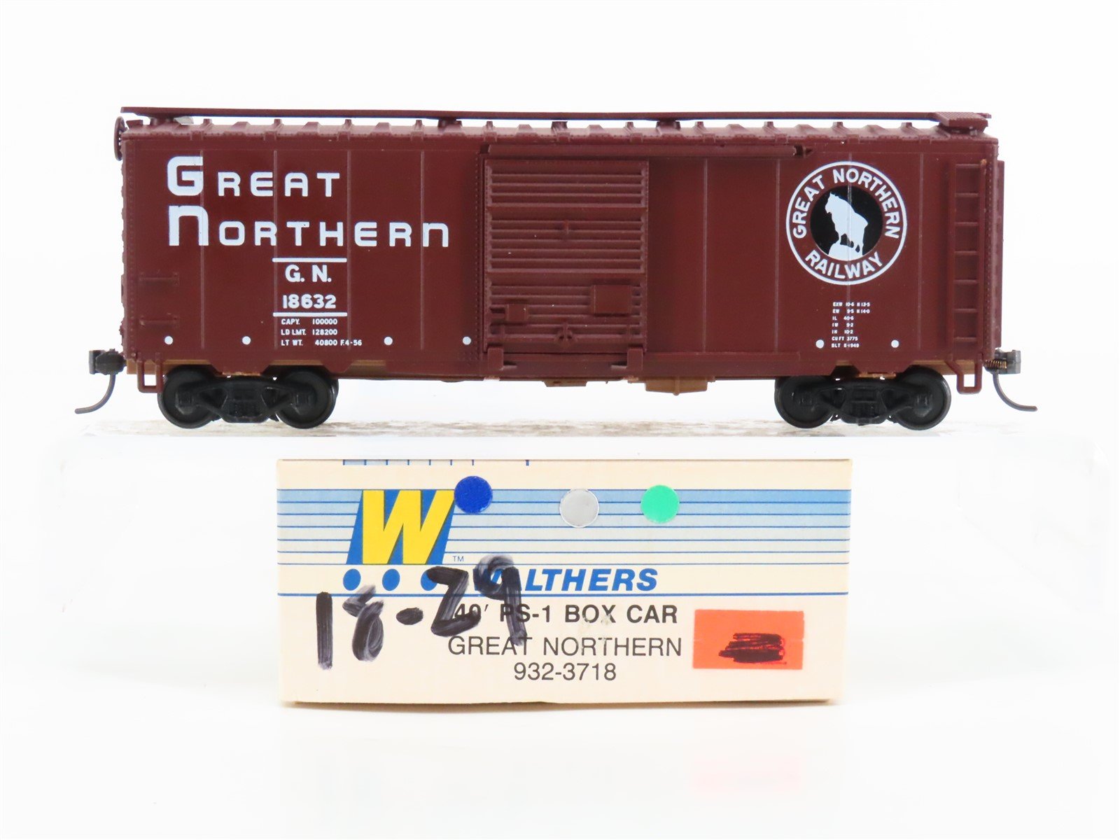 HO Scale Walthers 932-3718 GN Great Northern 40' Single Door Boxcar #18632 BUILT