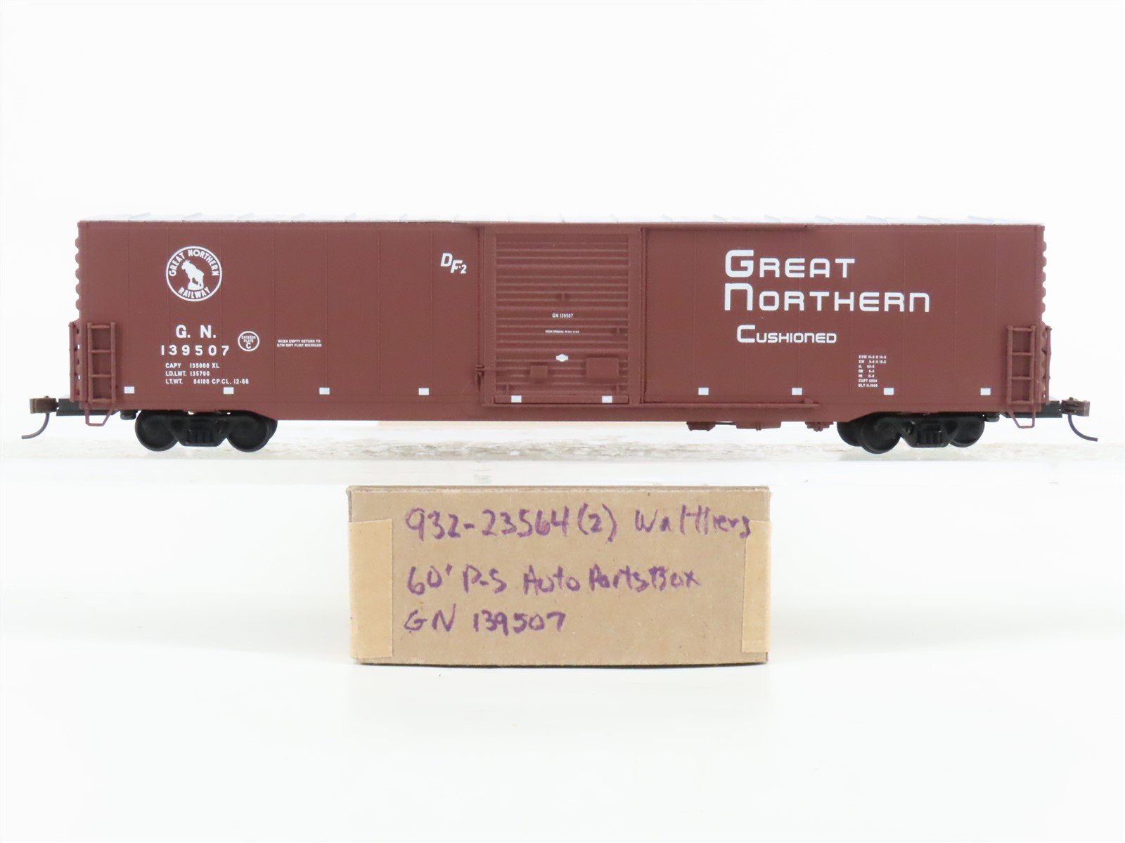 HO Scale Walthers 932-23564(2) GN Great Northern 60' Auto Parts Box Car #139507