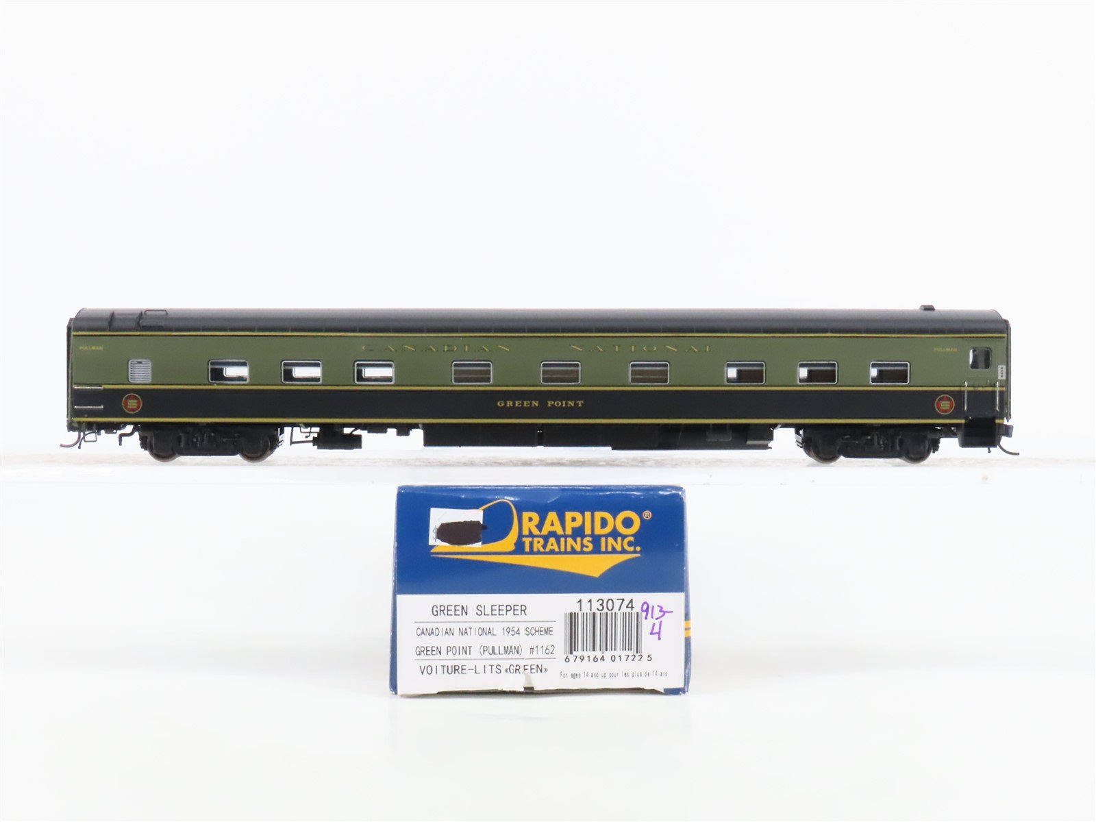 HO Scale Rapido 113074 CN Canadian National Sleeper Passenger Car "Green Point"