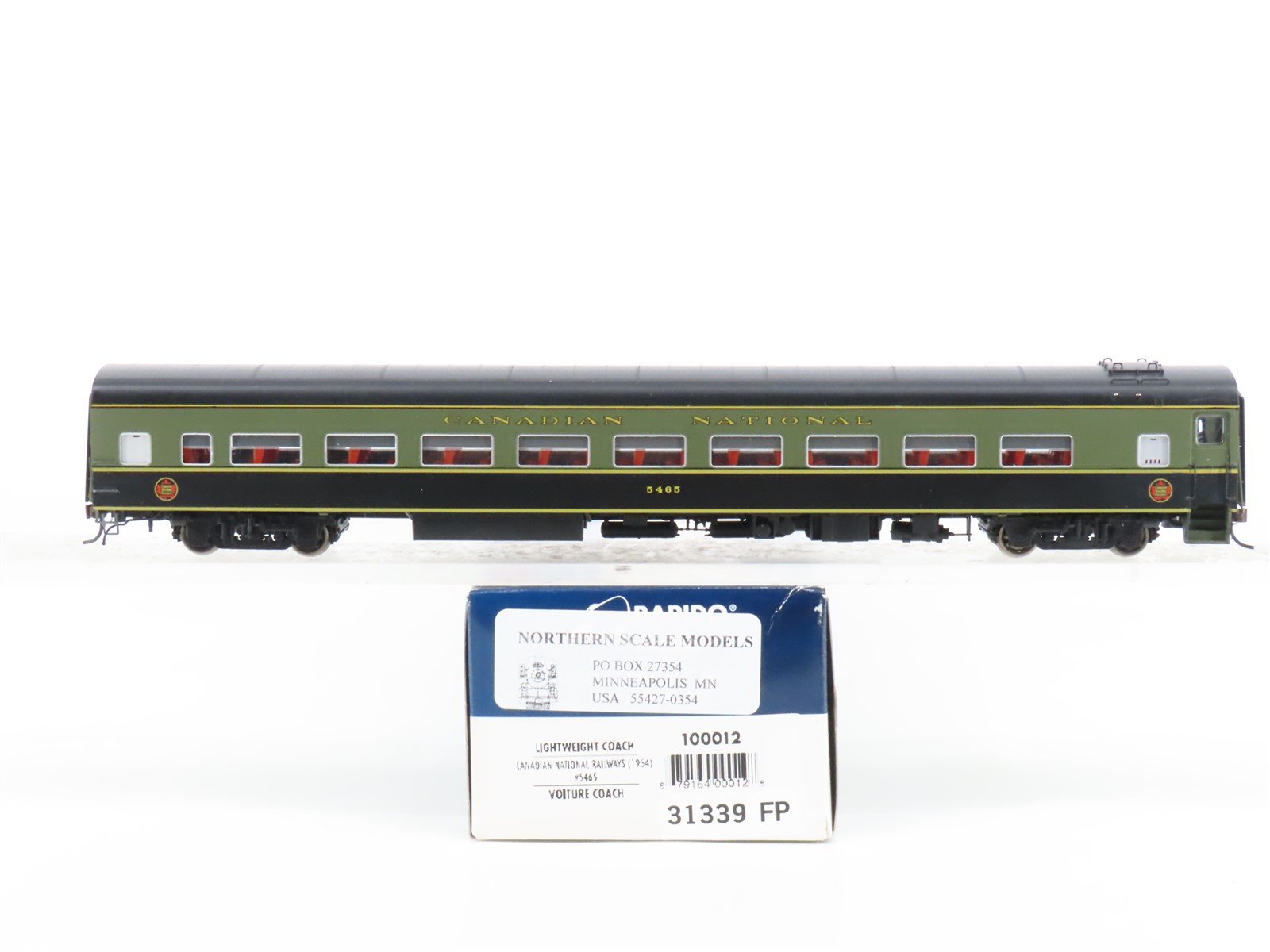 HO Scale Rapido 100012 CN Canadian National Coach Passenger Car #5465
