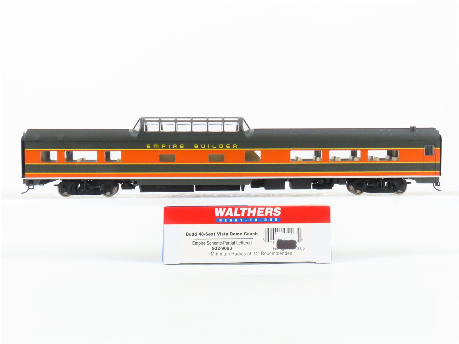 HO Scale Walthers 932-9093 GN Empire Builder Vista Dome Coach Passenger Car
