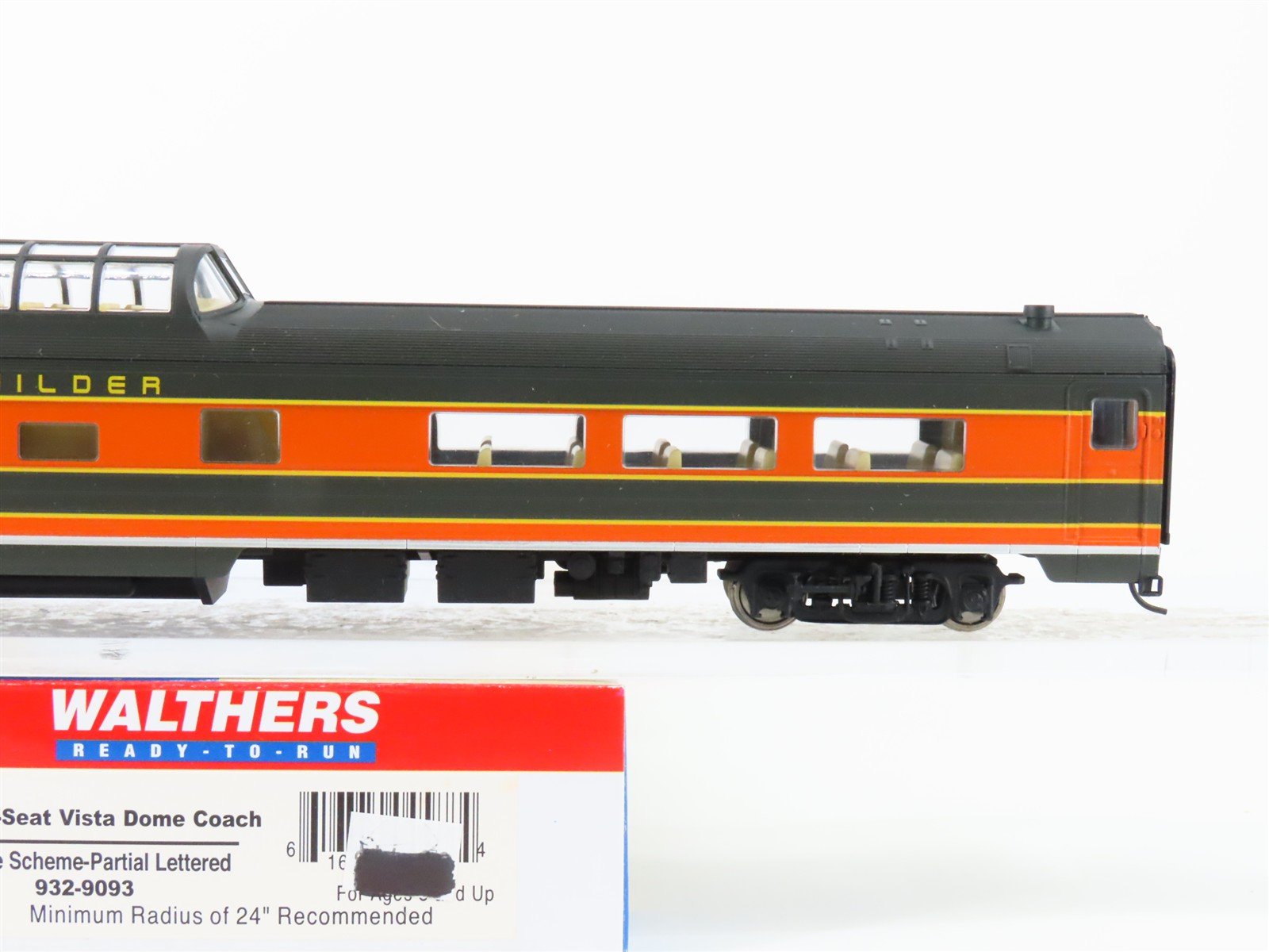 HO Scale Walthers 932-9093 GN Empire Builder Vista Dome Coach Passenger Car