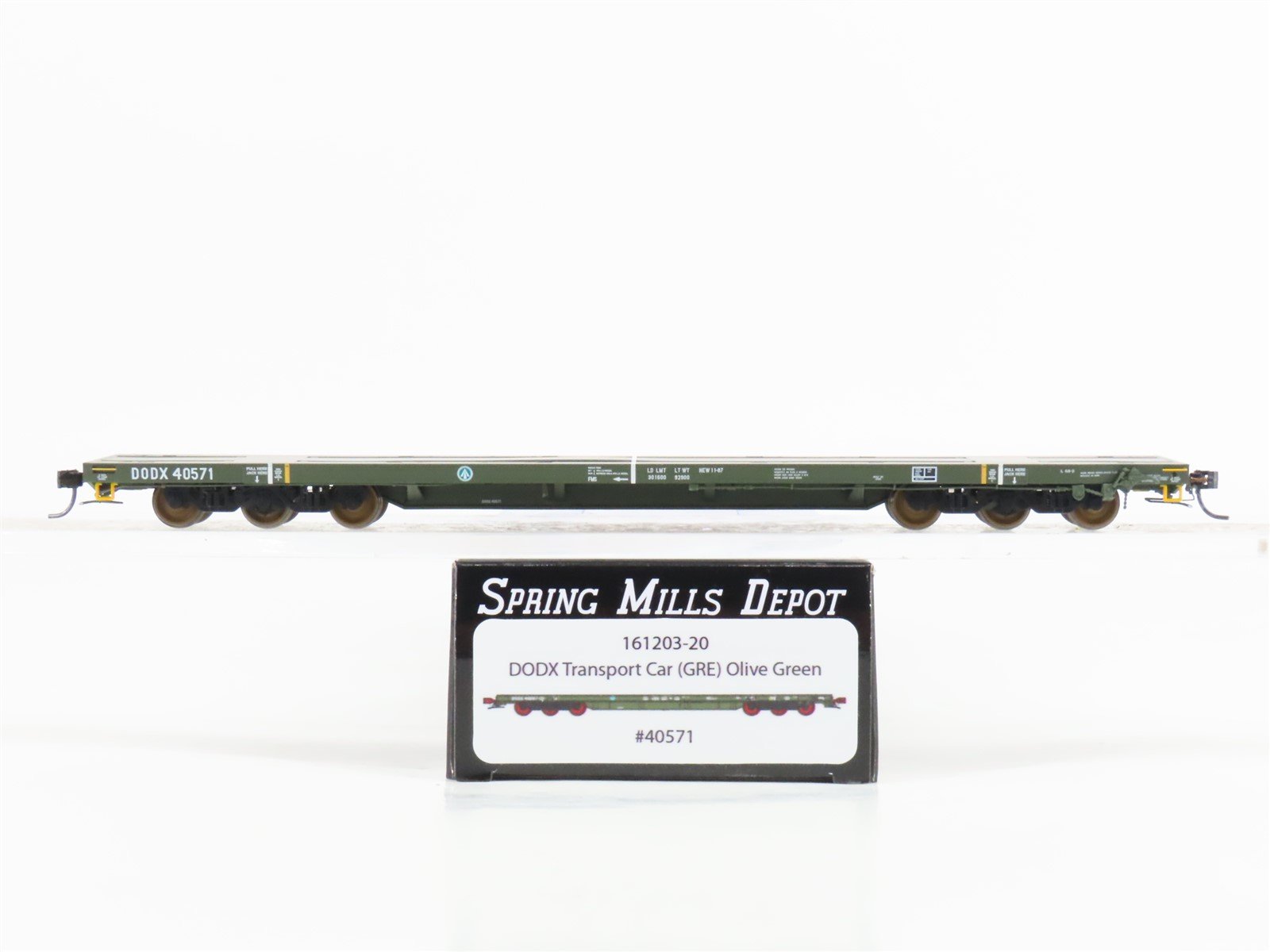 HO Scale Spring Mills Depot 161203-20 DODX (GRE) Transport Flatcar #40571
