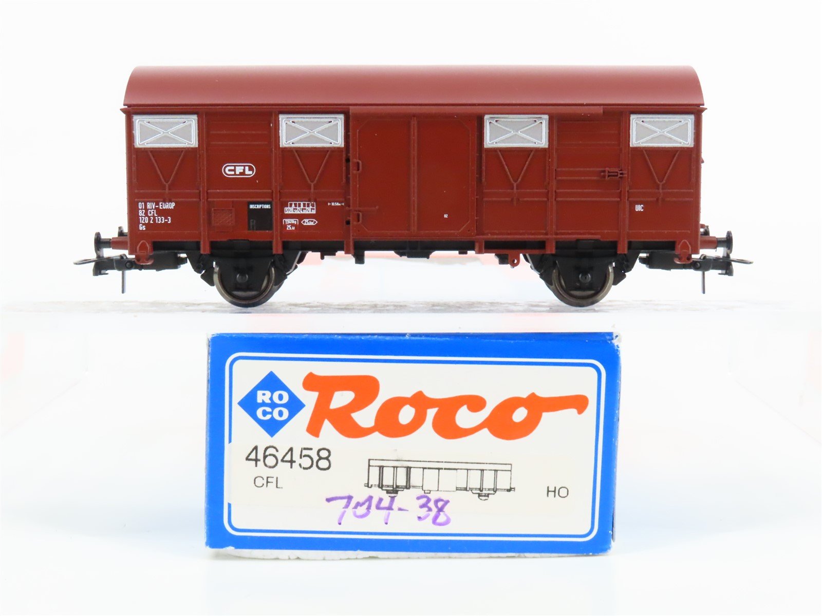 HO Scale Roco 46458 CFL Luxembourg National Covered Wagon #133-3