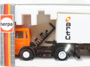 HO Scale Herpa 820220 Orange Tractor w/Artu Container