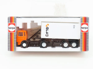 HO Scale Herpa 820220 Orange Tractor w/Artu Container