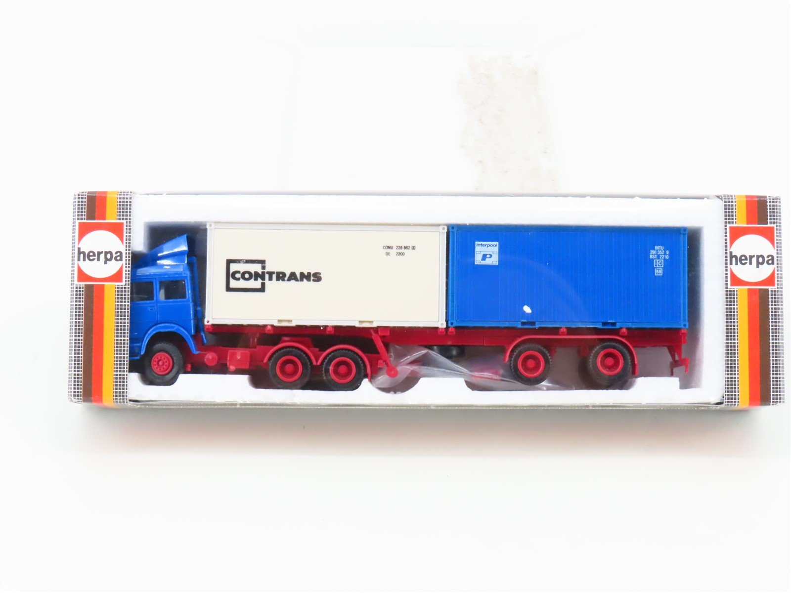 HO Scale Herpa 816220 Blue Contrans Tract Trailer w/ 2 Containers