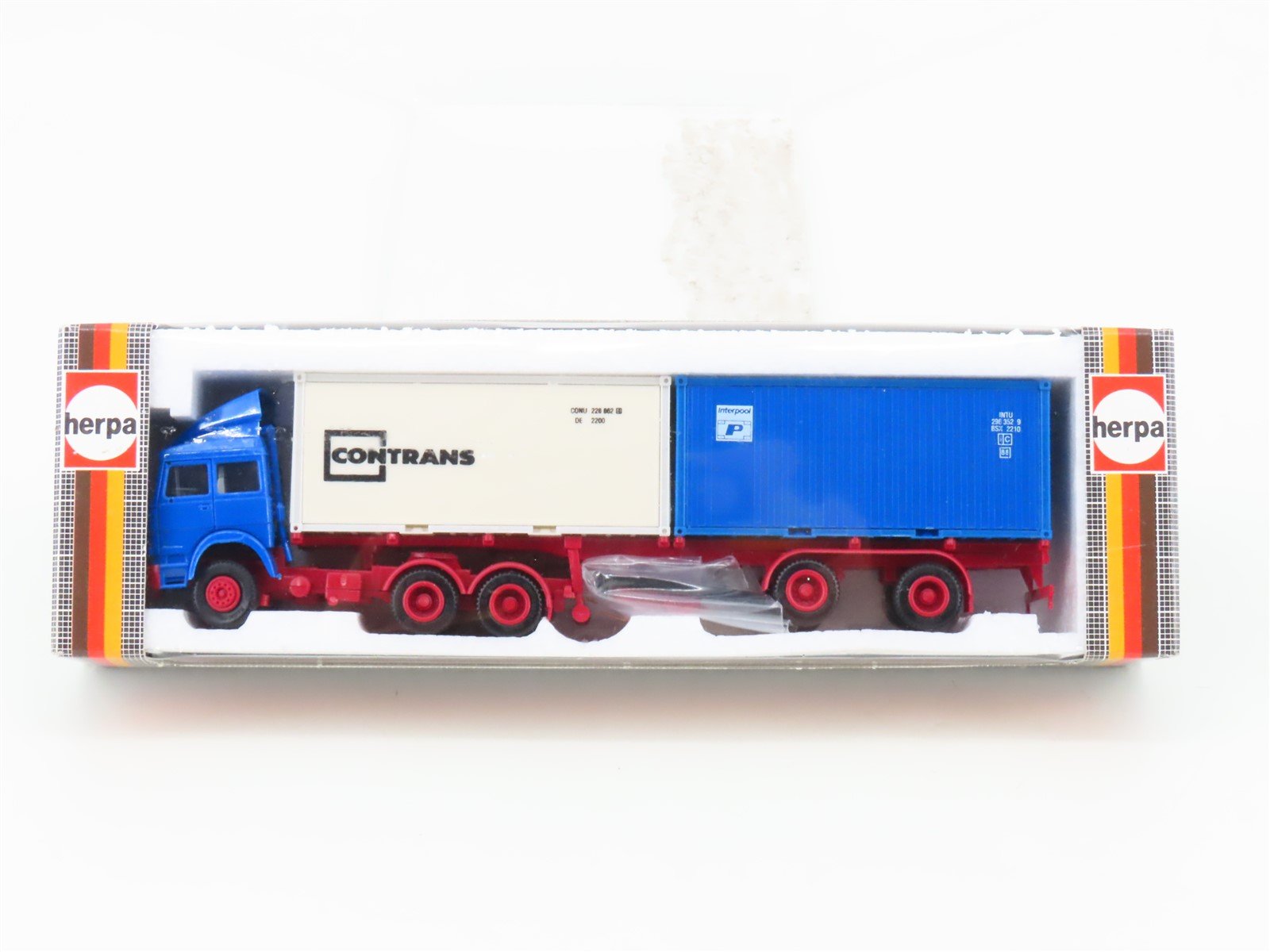 HO Scale Herpa 816220 Blue Contrans Tract Trailer w/ 2 Containers