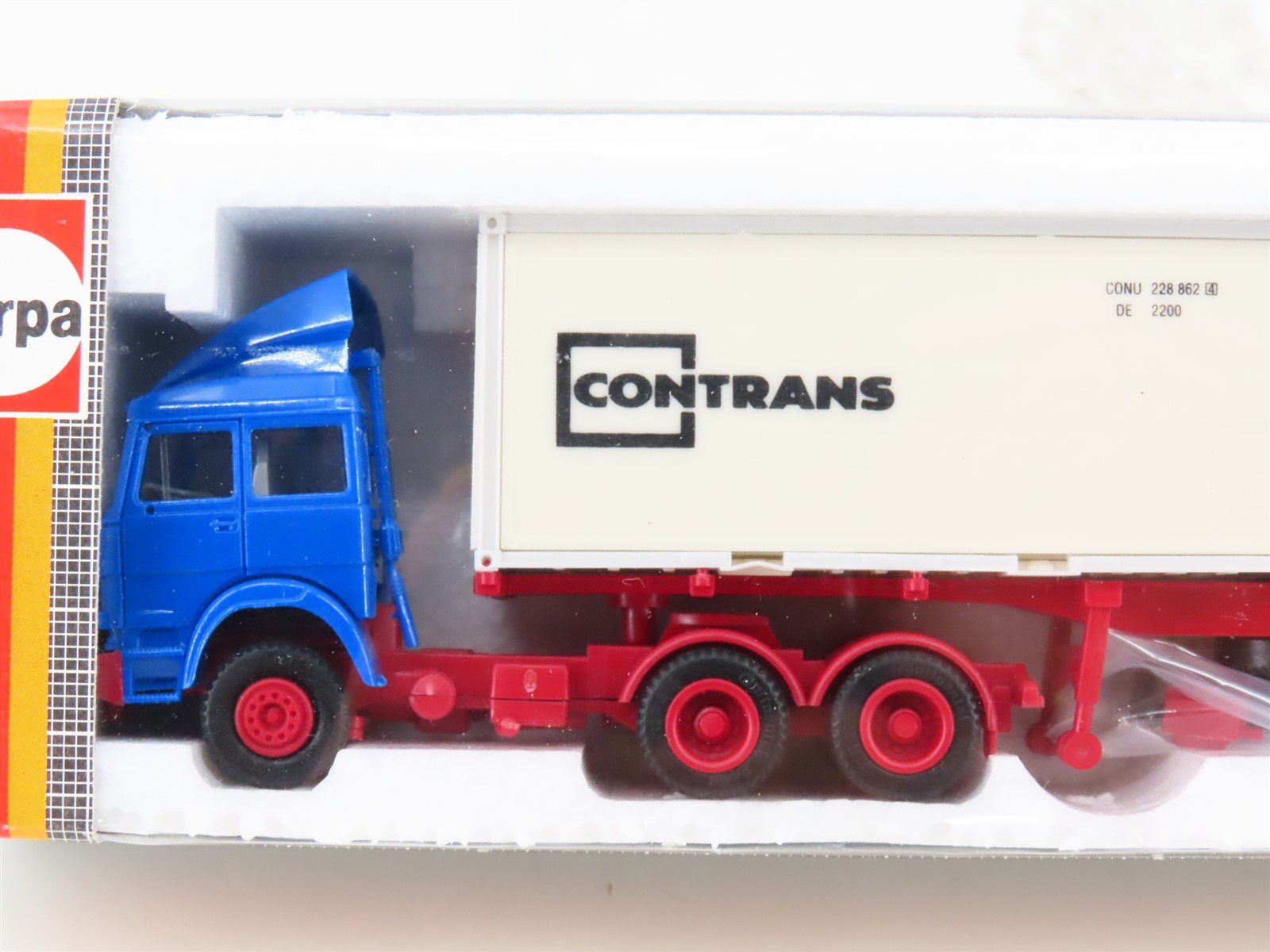 HO Scale Herpa 816220 Blue Contrans Tract Trailer w/ 2 Containers