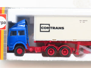 HO Scale Herpa 816220 Blue Contrans Tract Trailer w/ 2 Containers