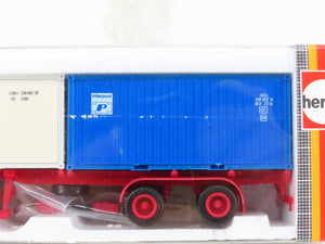 HO Scale Herpa 816220 Blue Contrans Tract Trailer w/ 2 Containers
