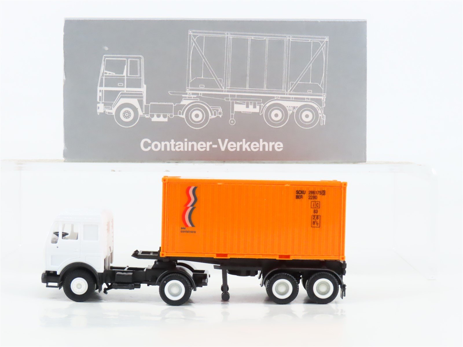 HO Scale Herpa White Tractor Trailer w/ Container