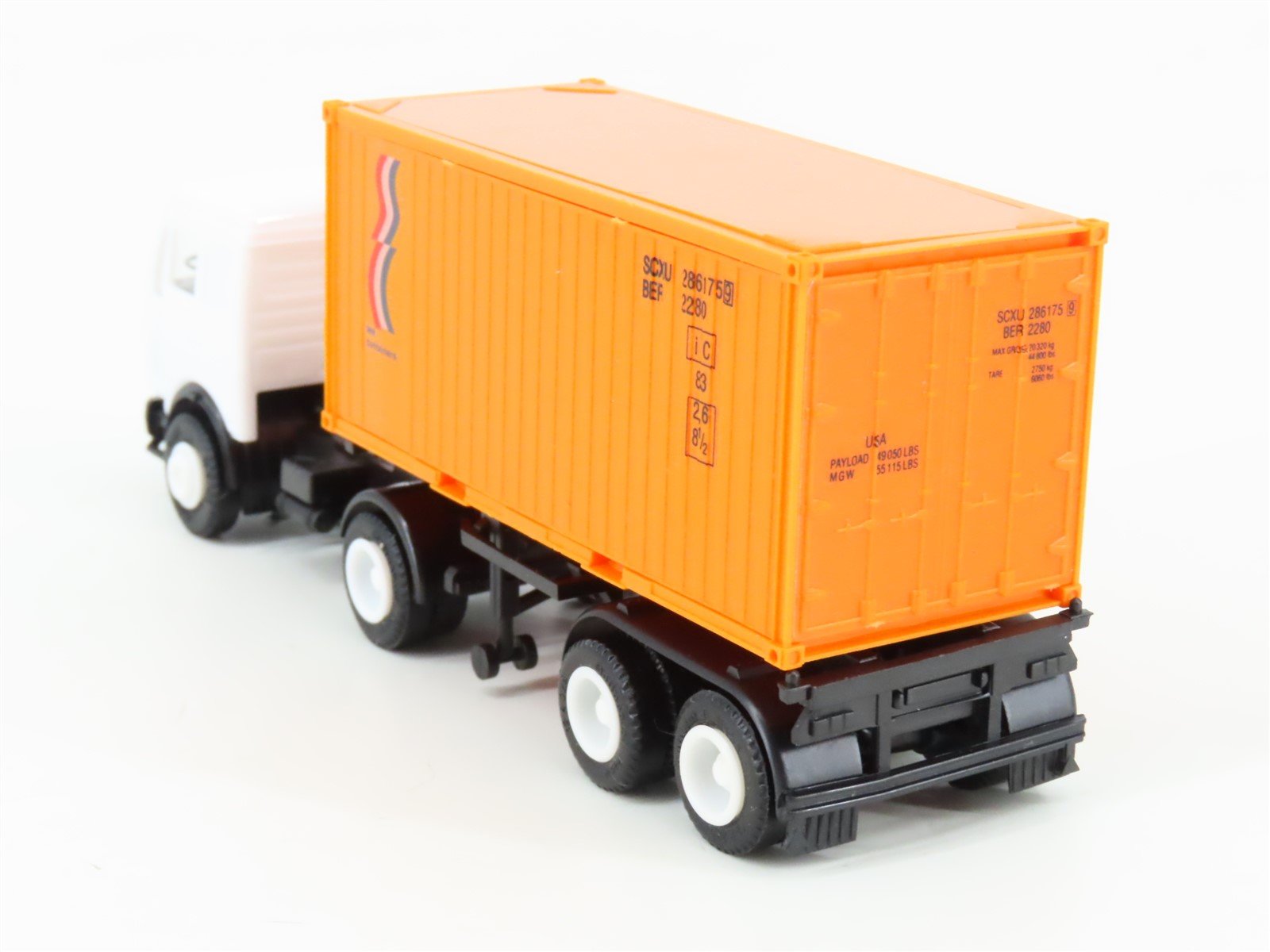 HO Scale Herpa White Tractor Trailer w/ Container