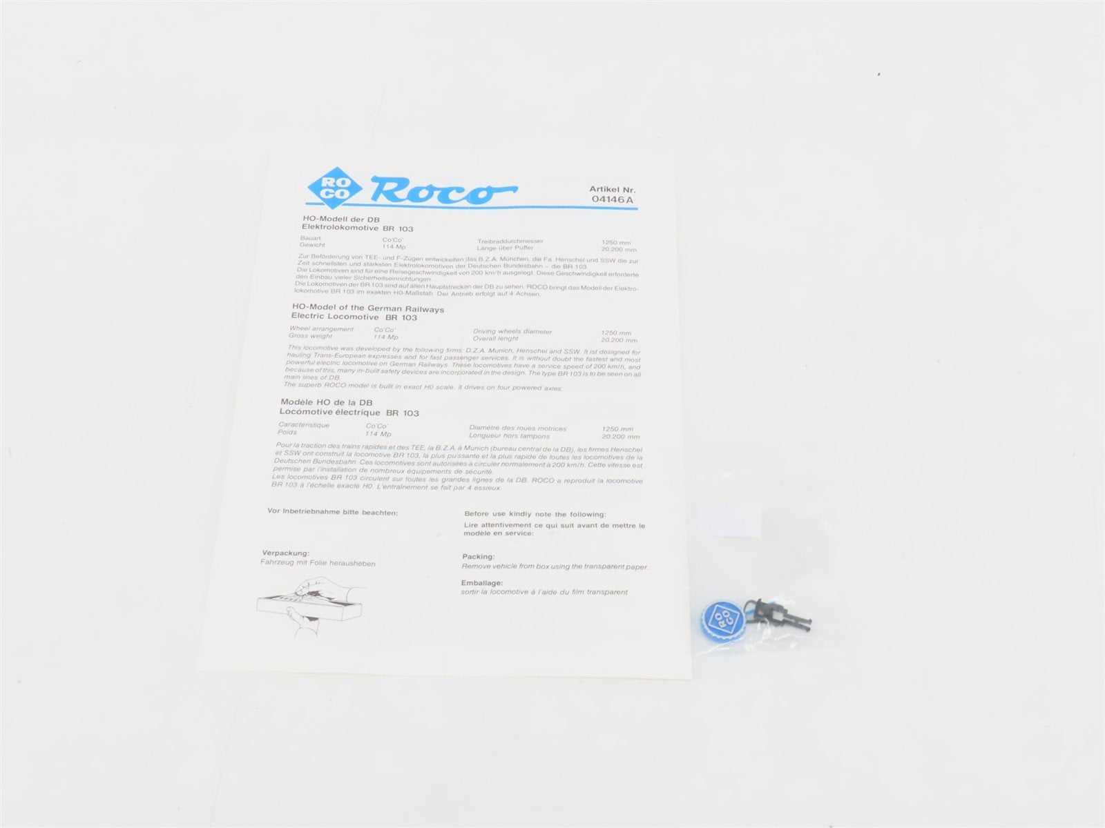 HO Scale Roco 04146A DB Deutsche Bahn BR 103 Electric Locomotive #240-8