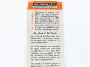 Nn3 Scale Micro-Trains MTL 15105 D&SNG Durango & Silverton 30' Box Car #3410
