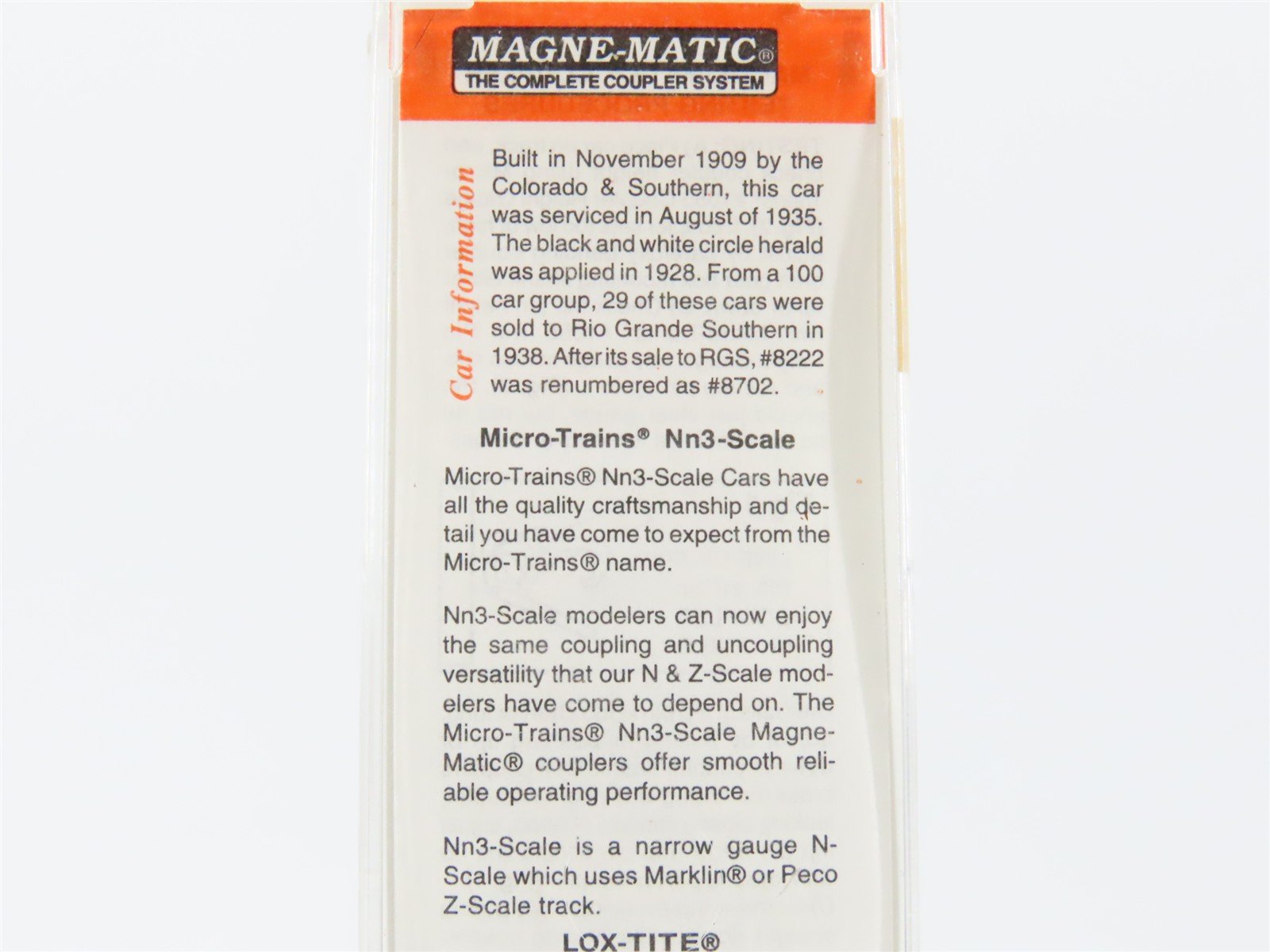 Nn3 Scale Micro-Trains MTL 15106 C&S Colorado & Southern 30' Box Car #8222