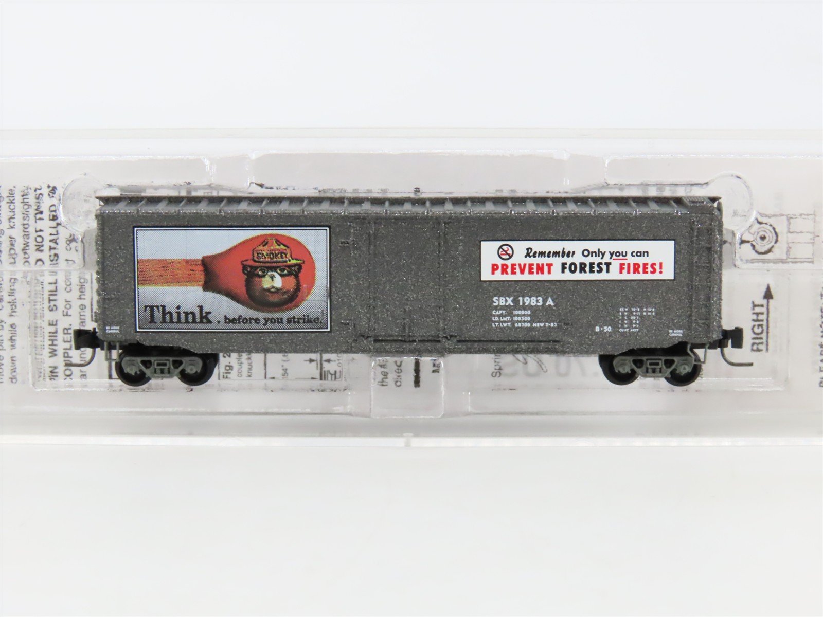Z Scale Micro-Trains MTL 50700350 SBX Smokey Bear 50' Plug Door Box Car #1983A