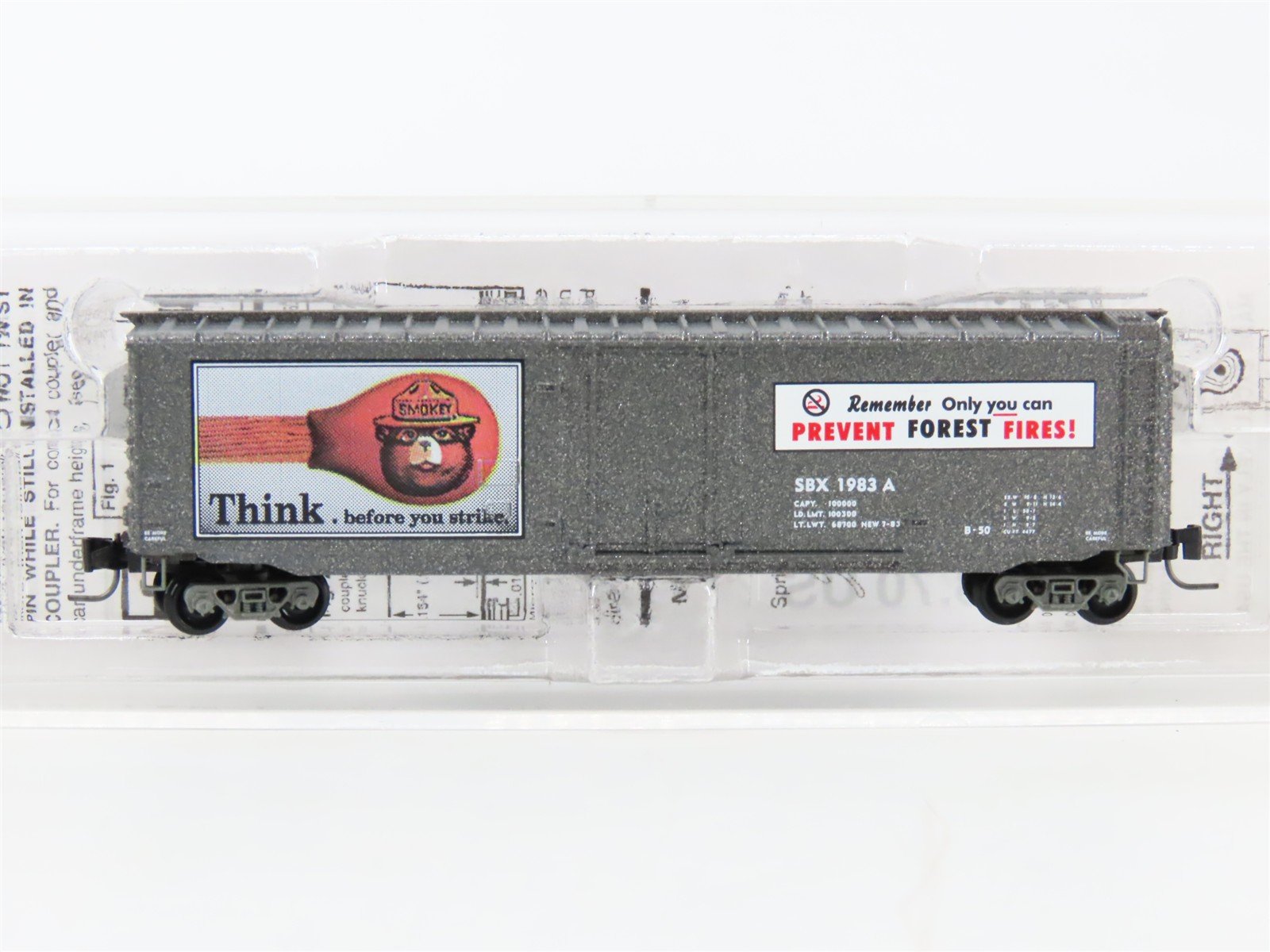 Z Scale Micro-Trains MTL 50700350 SBX Smokey Bear 50' Plug Door Box Car #1983A