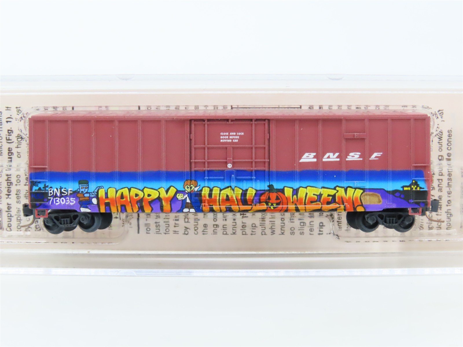 Z Micro-Trains MTL 51144192 BNSF Railway Box Car #713035 w/ Halloween Graffiti