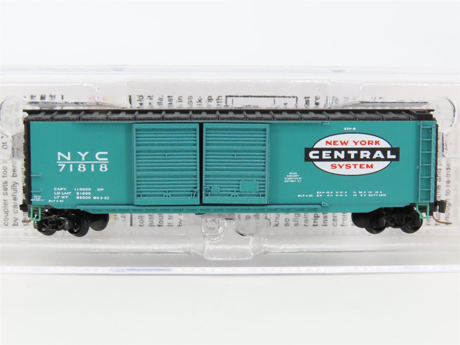 Z Scale Micro-Trains MTL 50600352 NYC New York Central 50' Box Car #71818