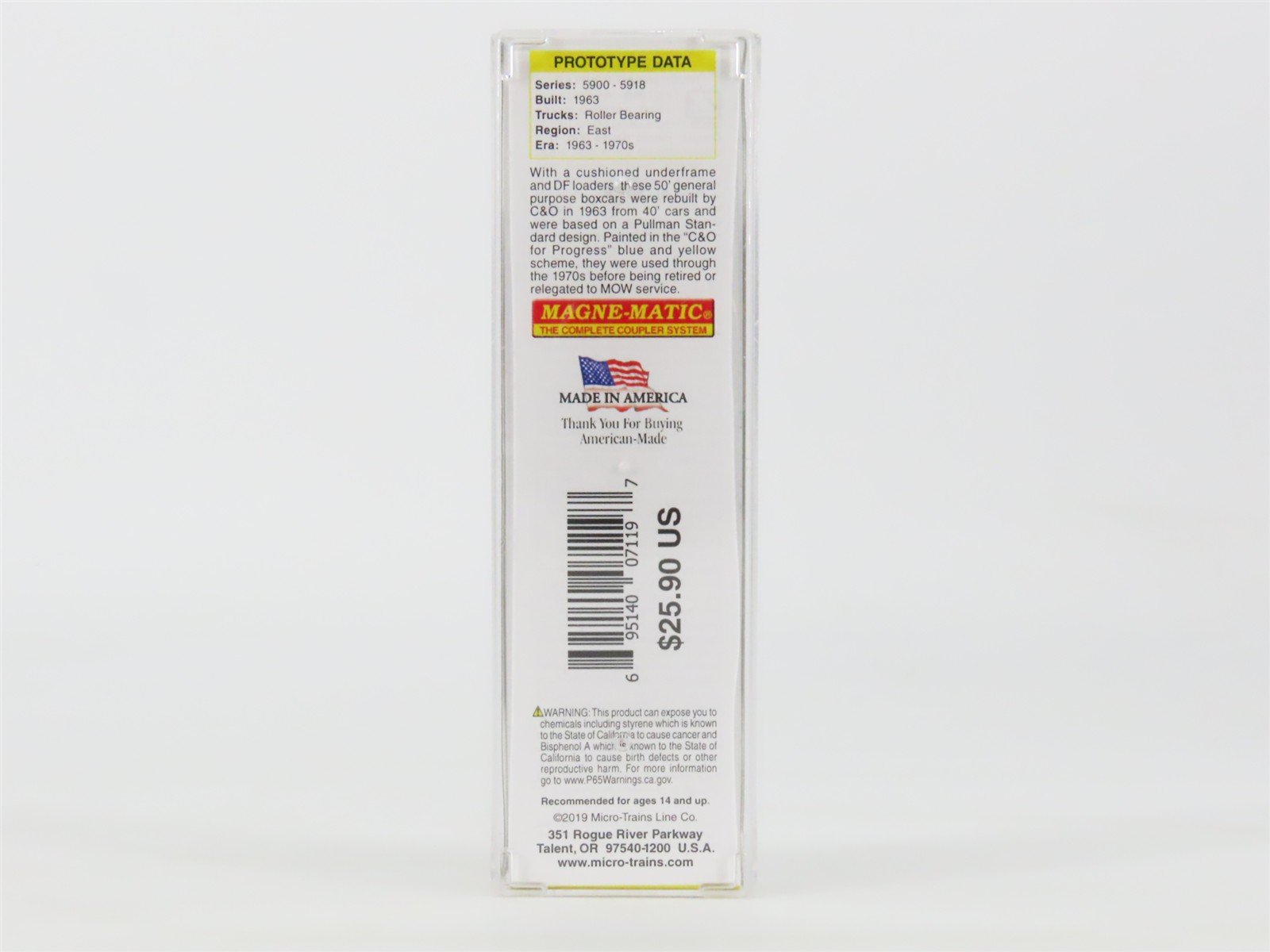 Z Scale Micro-Trains MTL 50600391 C&O Chesapeake & Ohio 50' Box Car #5916