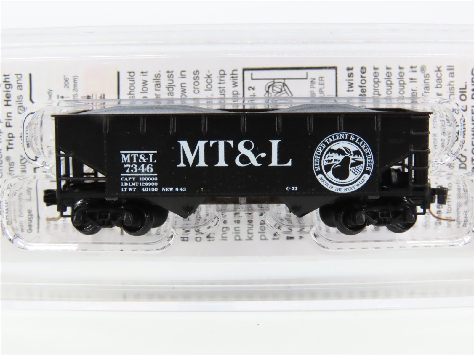 Z Micro-Trains MTL 53300192 MT&L Medford Talent & Lakecreek 2-Bay Hopper #7346