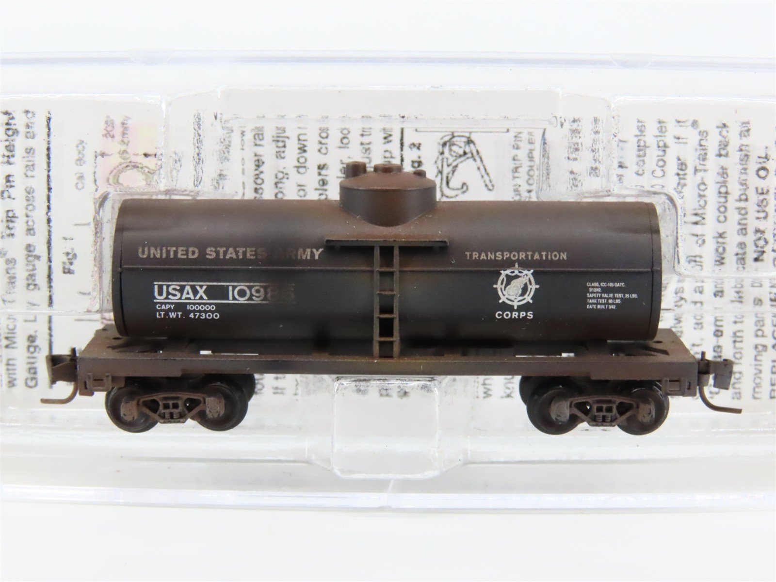 Z Scale Micro-Trains MTL 53044280 USAX US Army Tank Car #10986 - Weathered