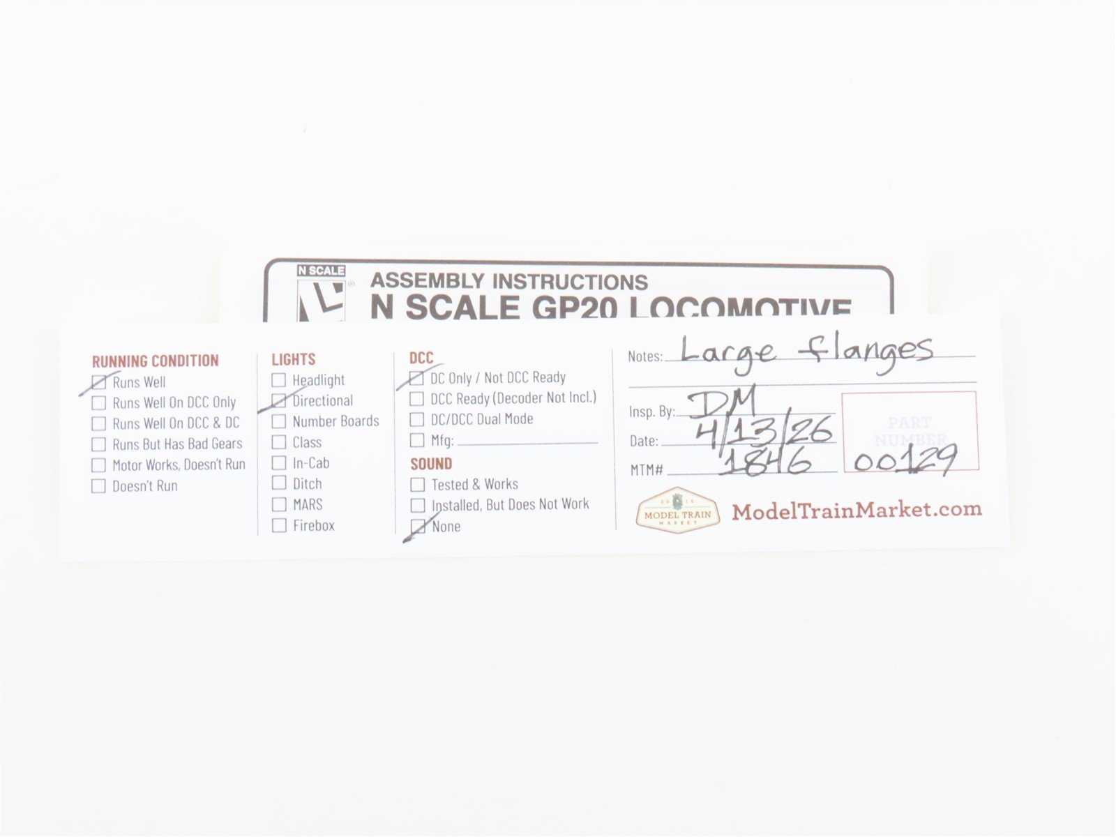 N Scale Micro-Trains MTL/Life-Like 98513091 Icicle Express EMD GP20 Diesel #1002