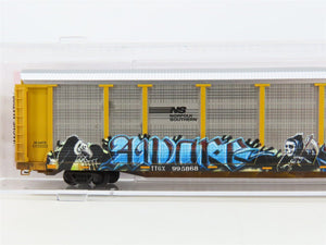N Micro-Trains MTL 11144400 NS 89' Tri-Level Closed Autorack w/ Graffiti #995868