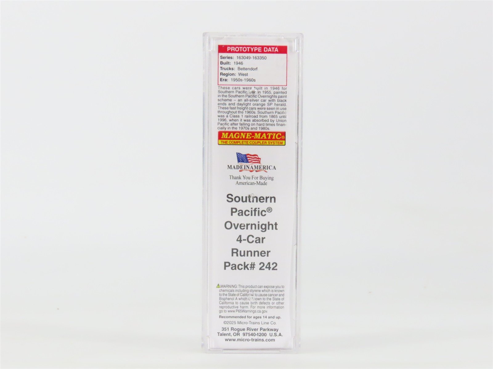N Micro-Trains MTL 02052763 SP Southern Pacific Overnights 40' Box Car #163185