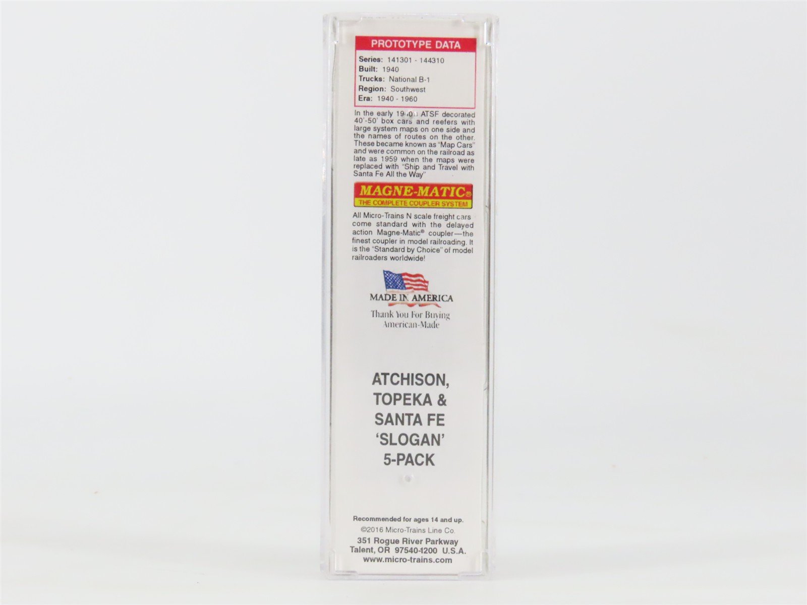 N Scale Micro-Trains MTL 02052117 ATSF Grand Canyon Line 40' Box Car #141741
