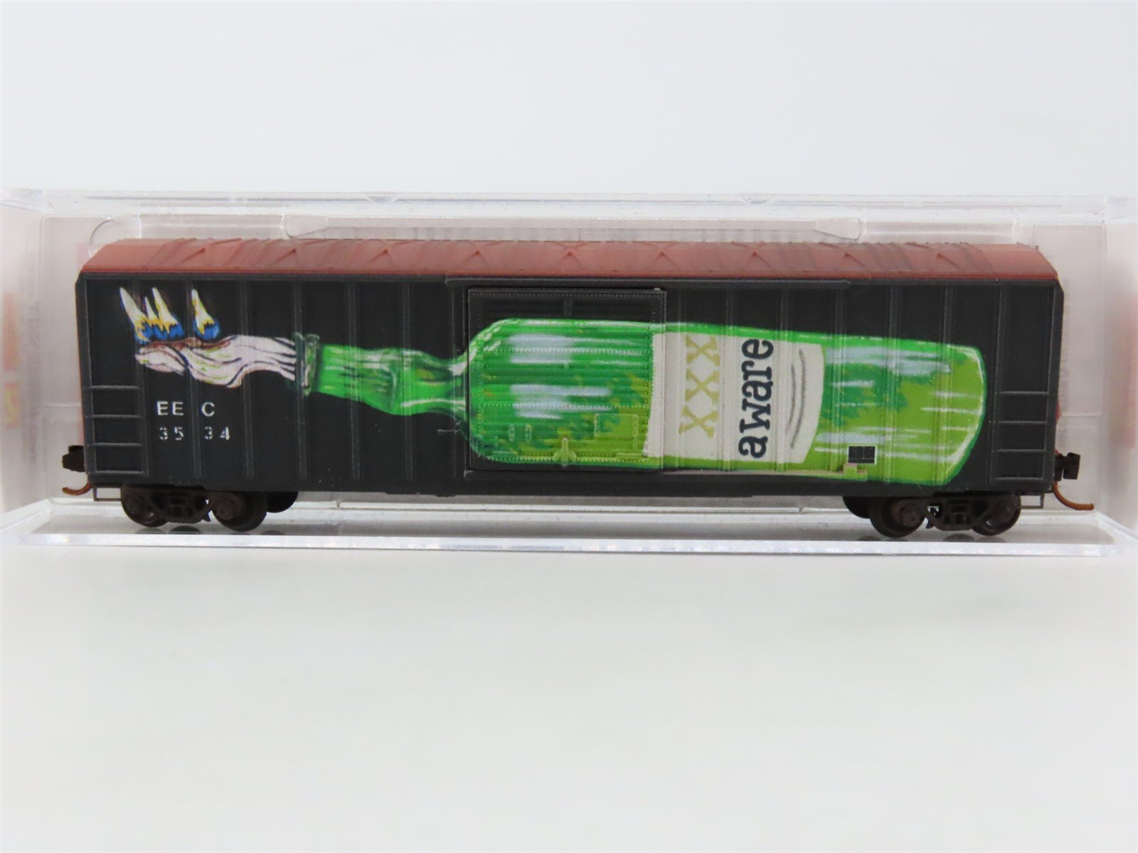 N Scale Micro-Trains MTL 02552880 EEC 50' Box Car #3534 - "Aware" w/ Graffiti