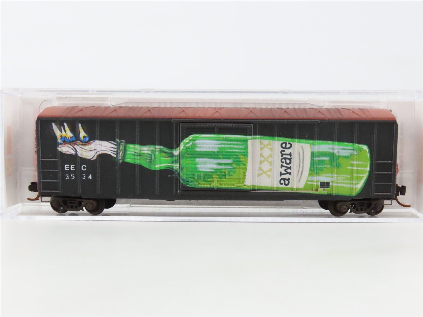 N Scale Micro-Trains MTL 02552880 EEC 50' Box Car #3534 - "Aware" w/ Graffiti
