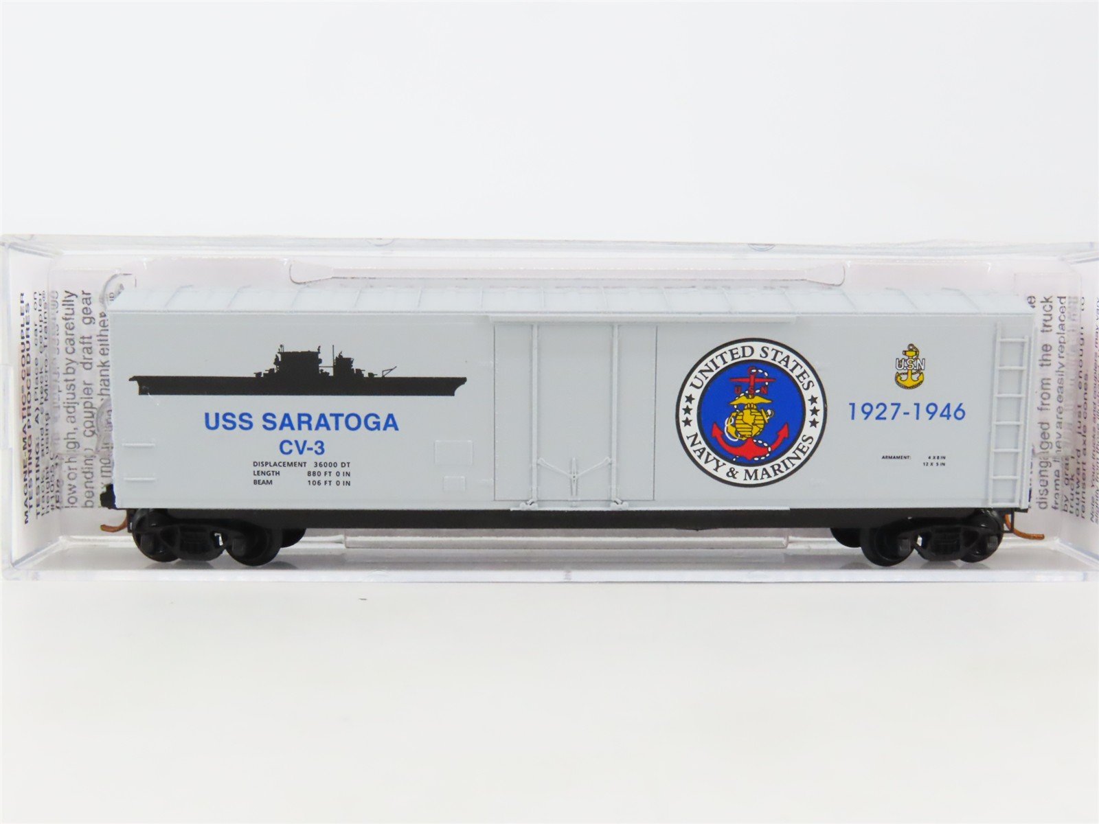 N Scale Micro-Trains MTL 03800409 Navy Series #9 USS Saratoga 50' Box Car #CV-3