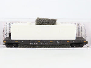 N Scale Micro-Trains MTL 04546650 CP Rail 50' Flat Car #424621 w/ Camp Car Load