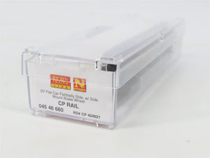 N Scale Micro-Trains MTL 04546650 CP Rail 50' Flat Car #424621 w/ Camp Car Load