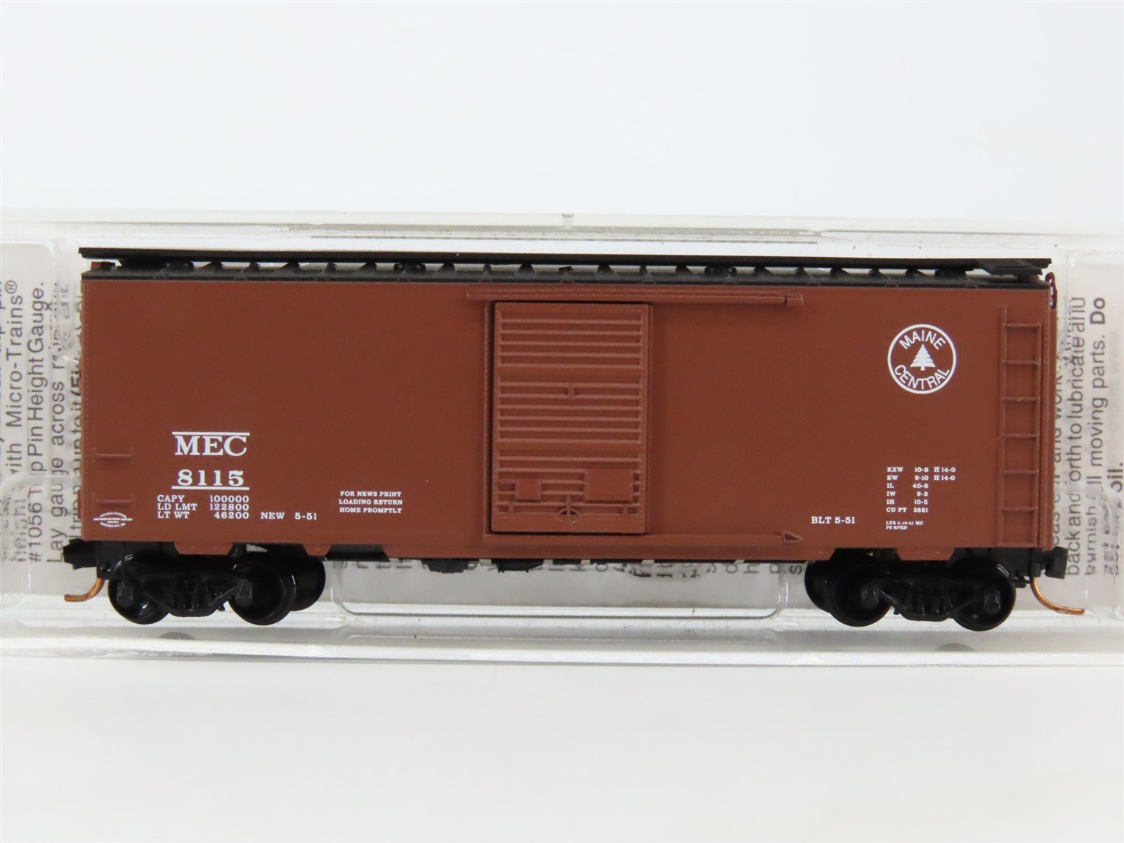 N Scale Micro-Trains MTL Special Run MEC Maine Central 40' Box Car #8115