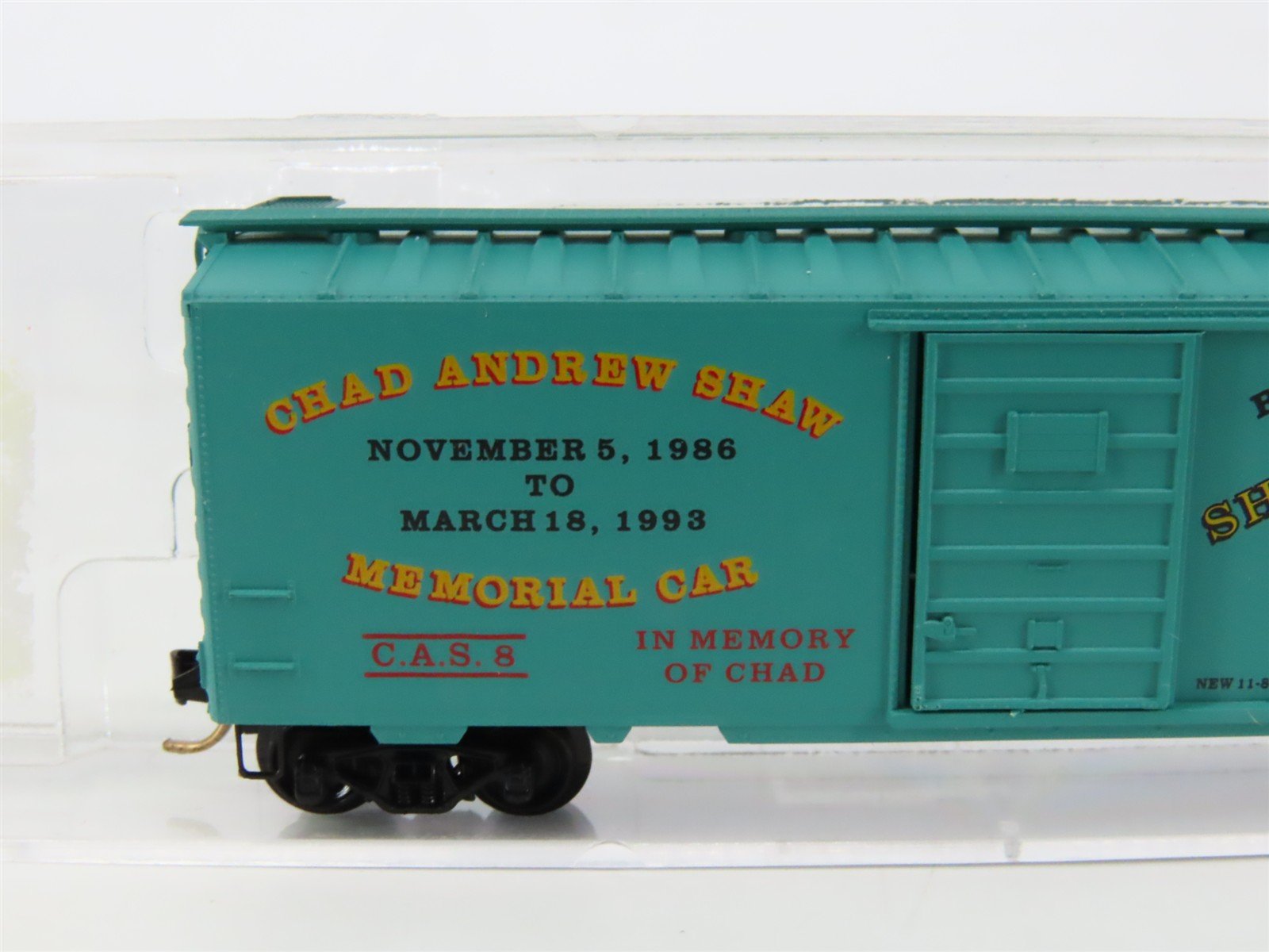 N Scale Micro-Trains MTL Special Run CAS Chad Andrew Shaw Memorial Box Car #8