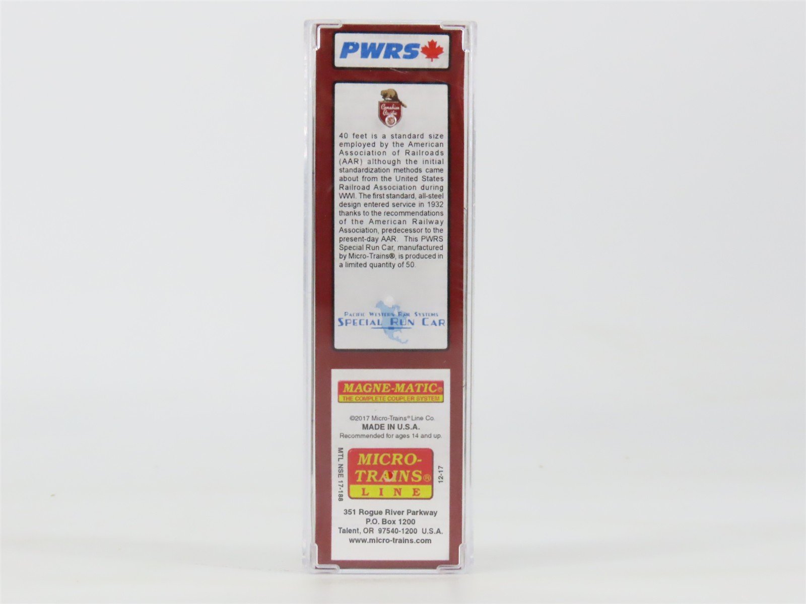 N Scale Micro-Trains MTL 02093259 PWRS NSE 17-188 CP Box Car #111745 - Weathered