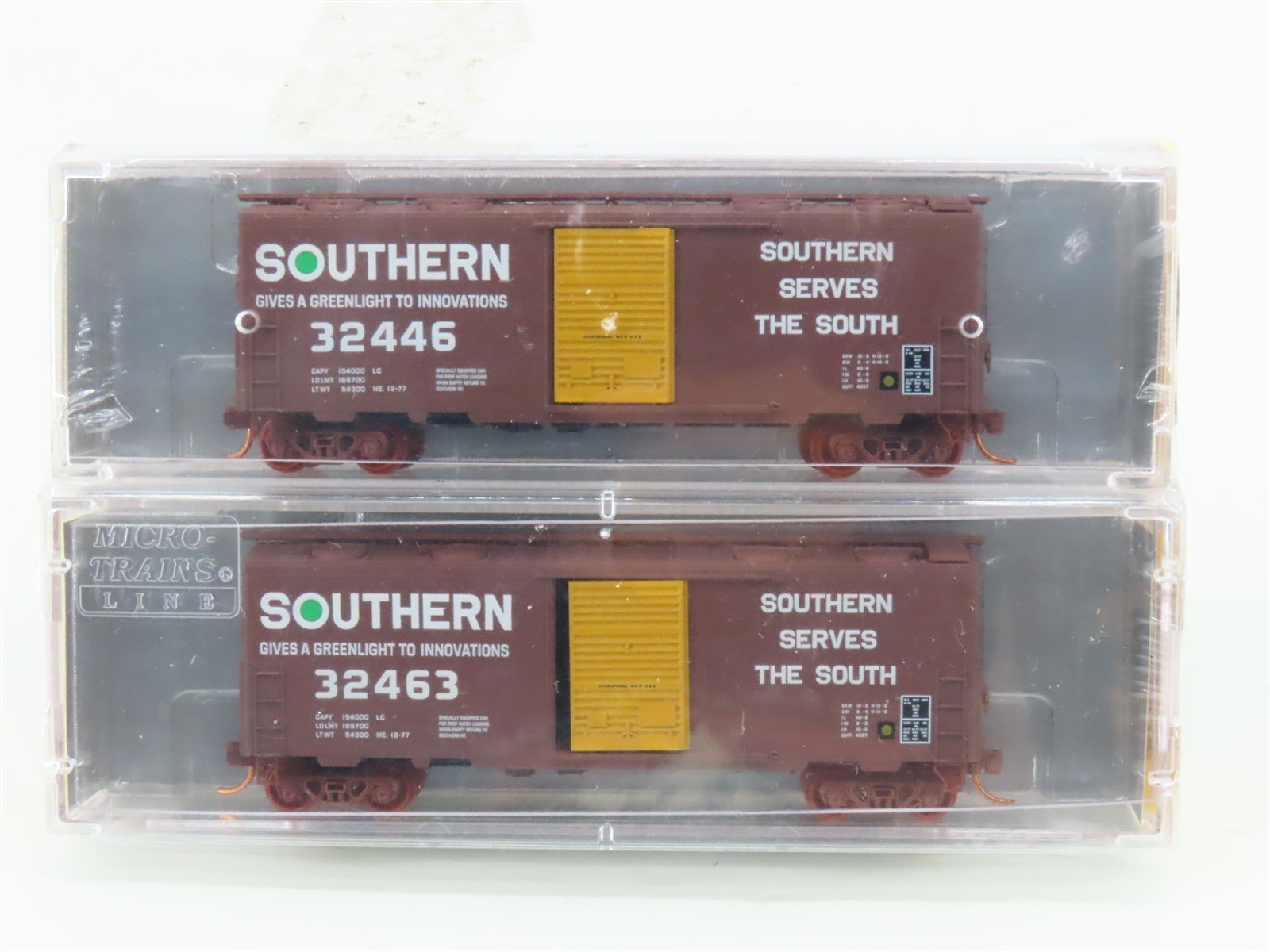 N Micro-Trains MTL NSE 14-51 SOU Southern Green Light 40' Box Cars 2-Pack SEALED