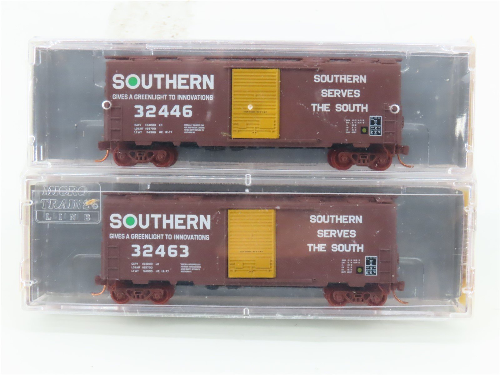 N Micro-Trains MTL NSE 14-51 SOU Southern Green Light 40' Box Cars 2-Pack SEALED