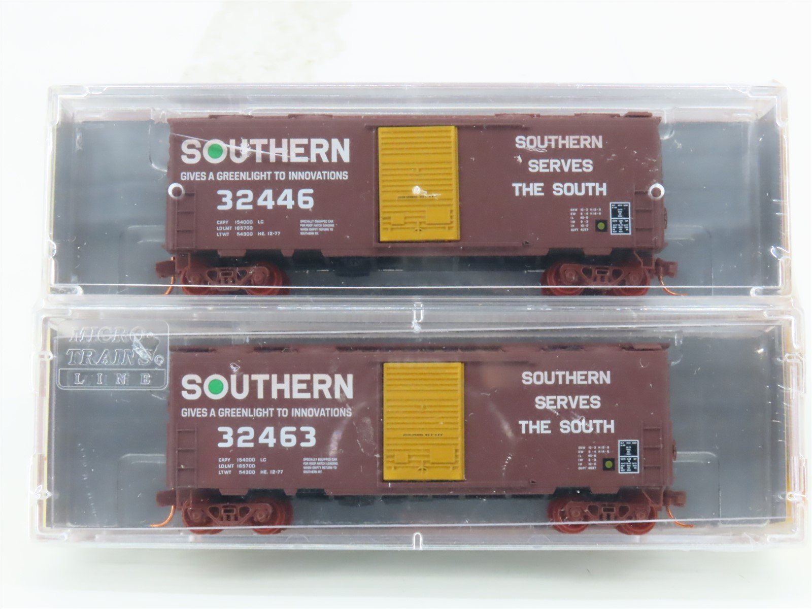 N Micro-Trains MTL NSE 14-51 SOU Southern Green Light 40' Box Cars 2-Pack