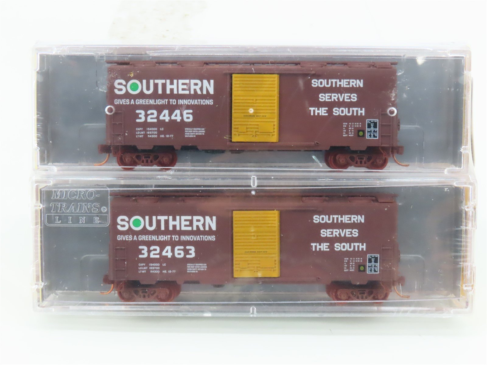 N Micro-Trains MTL NSE 14-51 SOU Southern Green Light 40' Box Cars 2-Pack SEALED