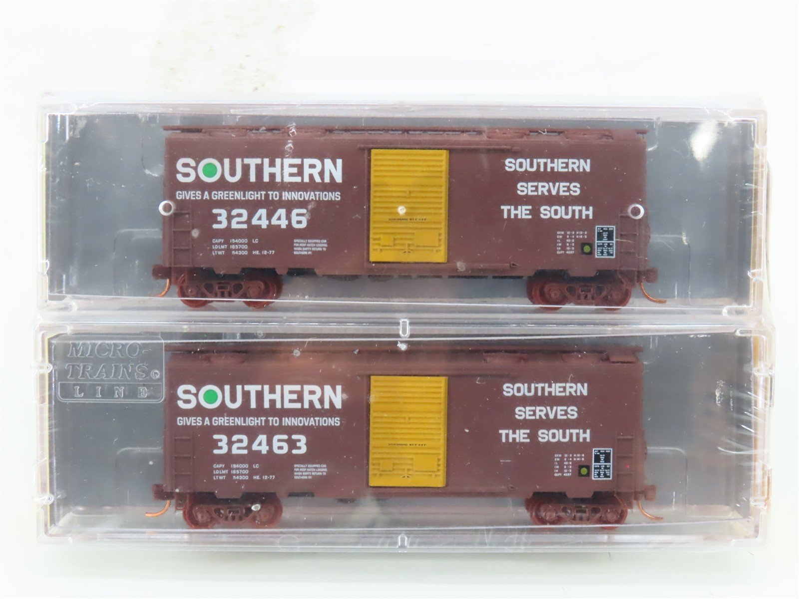 N Micro-Trains MTL NSE 14-51 SOU Southern Green Light 40' Box Cars 2-Pack SEALED
