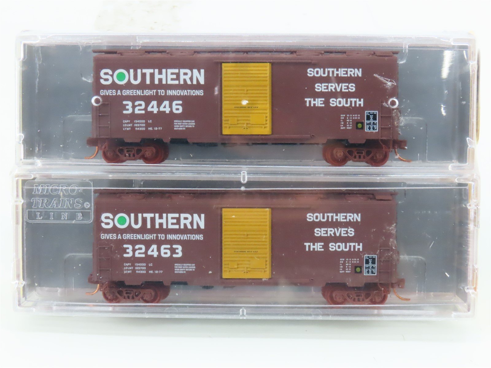 N Micro-Trains MTL NSE 14-51 SOU Southern Green Light 40' Box Cars 2-Pack SEALED